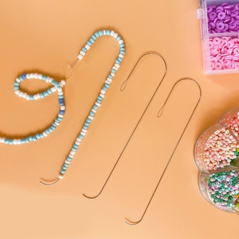 Pack of 6 Large Eye Curved Beading Needle and Beads Ends Accessory Designed for Bead Spinners and Jewelry Creation