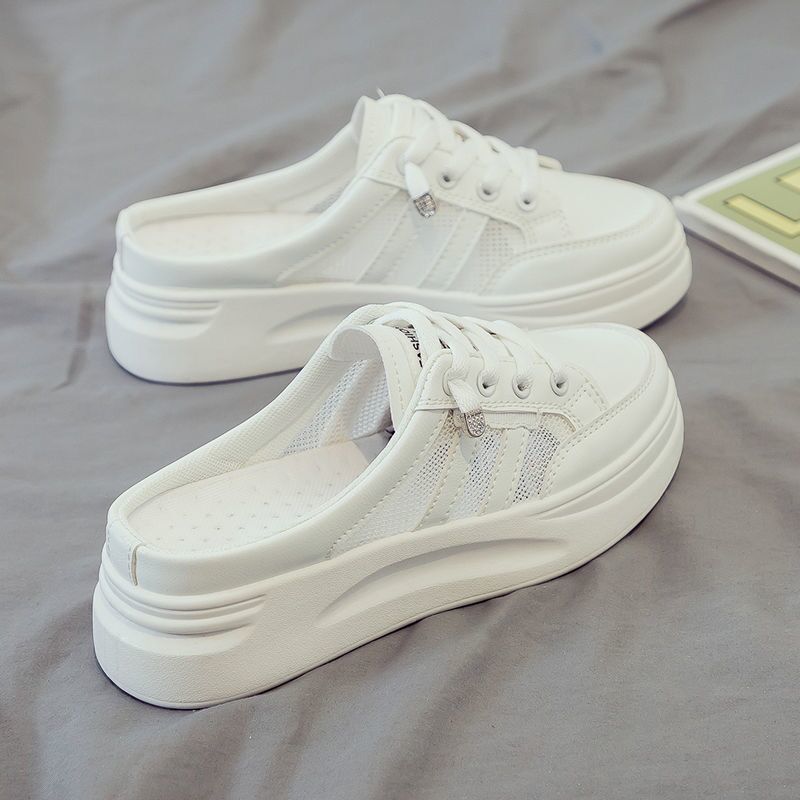 Women's Sneakers Mules Comfortable Slip On Flat Breathable Lightweight Platform Casual Open Back Mesh Walking Shoes Sneaker Outdoor Slippers for Women