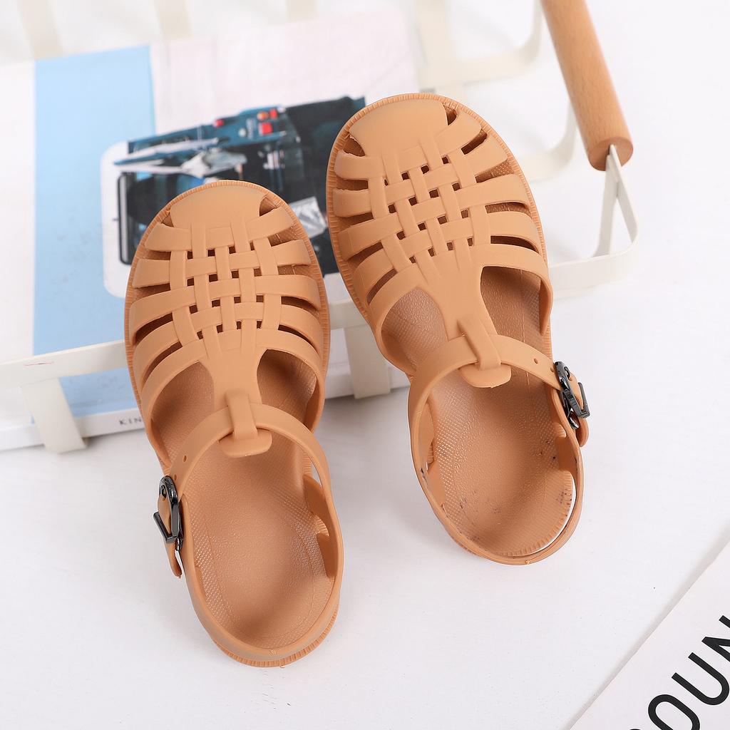 Children's sandals spring and summer boys soft-soled hollowed-out hole shoes girls flat-soled bag head jelly shoes baby children's sandals