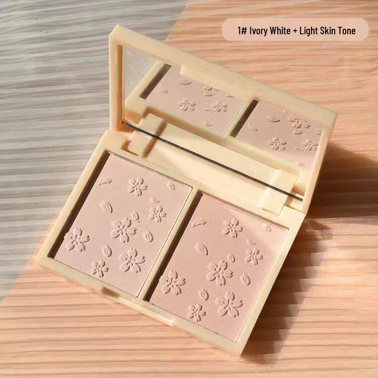 Lameila Dual-Color Translucent Pressed Powder: Long-Lasting, Breathable, Wet/Dry, Pore-Hiding Concealer.