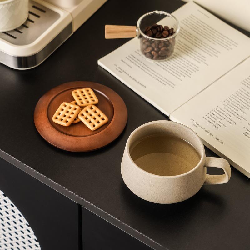 Retro and High End Coarse Earthenware Coffee Cups and Saucers Afternoon Tea Cup Sets for Homestays and Hotels  Latte Cups As Gifts