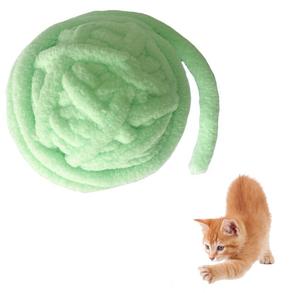 Cat Yarn Ball Toy Fun Interactive Bite Resistance Woolen Yarn Cat Ball Toy with Bell for Cats Kittens Puppies Green