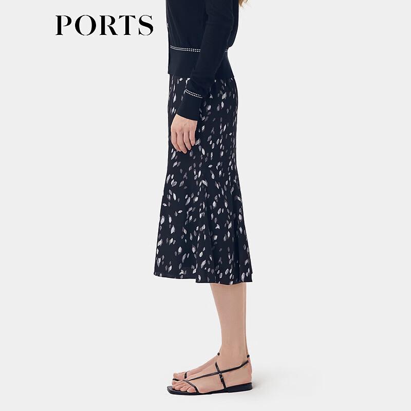 Ports Women's Retro Elegant Printed Fishtail Midi Skirt
