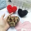 Leopard Print Plush Heart Pendant for Bags and Hair Accessories in Claw Machines