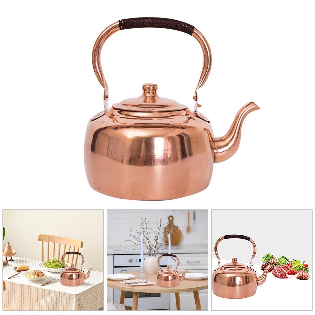 Retro Handmade Copper Tea Kettle 3L Capacity Gas Stove Induction Hob Compatible Compact Camping Kitchen Essential