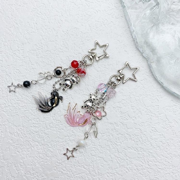 Encanto de Teléfono de Medusa y Estrella con Cuentas Inspirado en el Mar Llavero Colgante Multiusos Soporte para Llaves Resistente