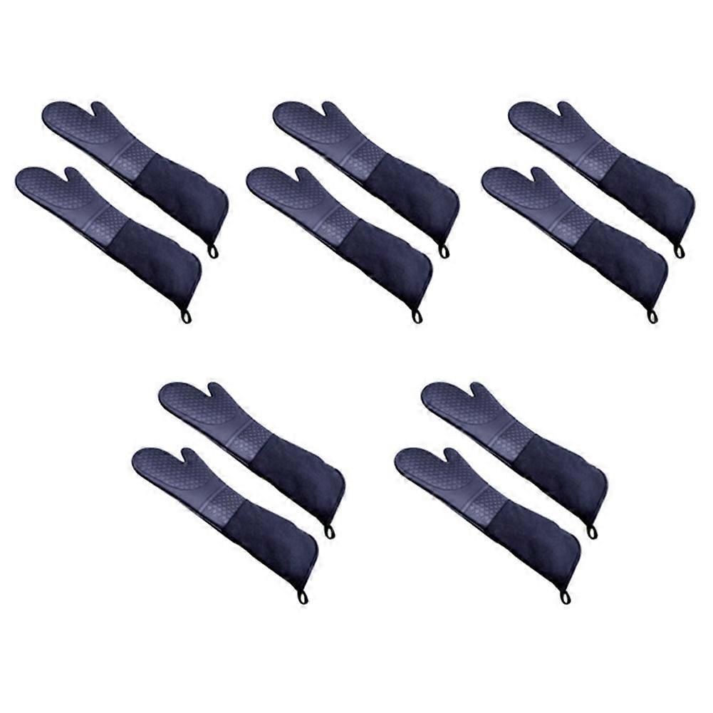 5 Pair Professional Silicone Oven Mitts Baking Gloves Elbow Length Heat Resistant Gloves