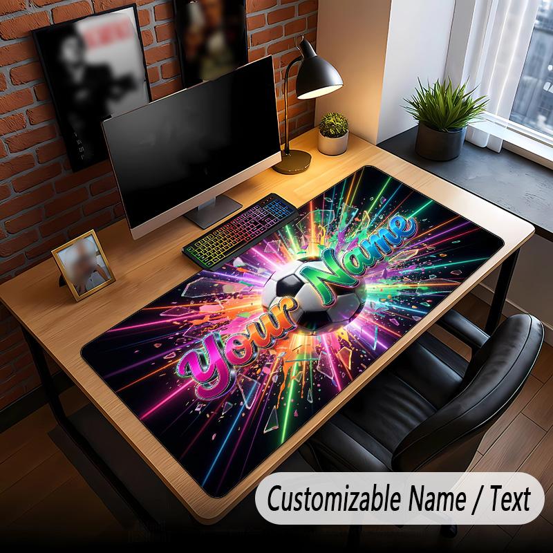 Soccer Theme Custom Mouse Pad Personalized With Name Text Customized Desk Mat For Office Home Decor
