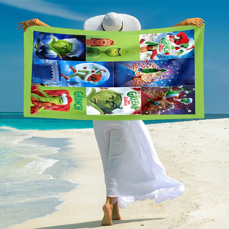 Christmas Gift Oscar Comedy Movie How the Grinch Stole Christmas soft beach towel outdoor camping vacation swinging beach scarf decorative blanket B19