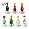 Handcrafted Holiday Table Decor Handmade Glass Christmas Tree Ornament with Star Top And Colorful Bead Details Festive Photo Props Desktop