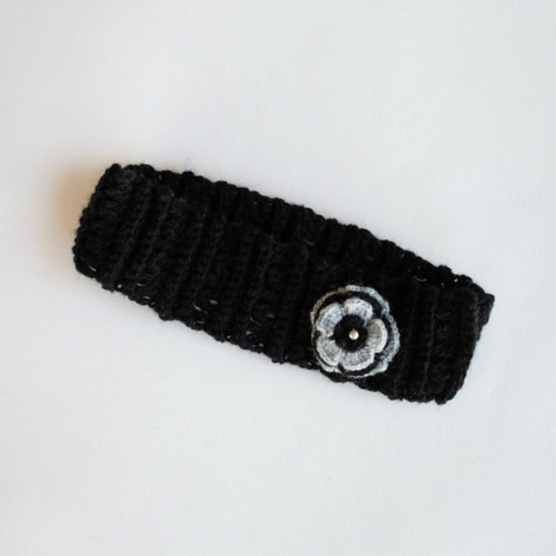 MERRYMOTIVE Wool hairy flower corsage hairband & earwarmer