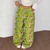 Women's Casual Christmas Print Elastic Waist Loose Fit With Plush Wide Leg Pants