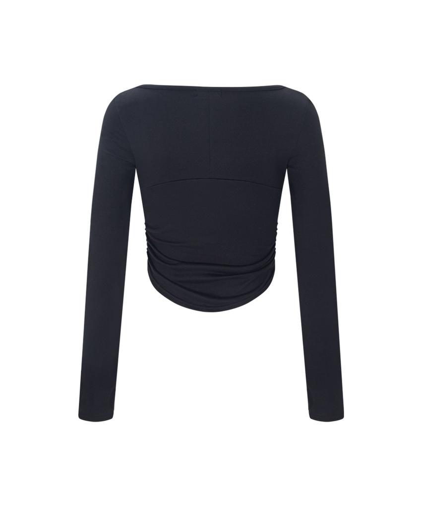 Peullijeunopallou Amanda Shirring Long Sleeve Top (Black)
