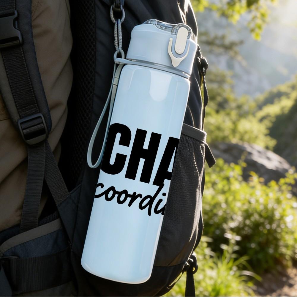 1PC Chaos Coordinator Text Logo 750ml Color Plastic Sports Water Bottle Leakproof Flip Straw Lid Suitable for Sports Office Home Use