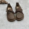 Johnature Handmade Genuine Leather Flats Women Shoes Round Toe Shallow Soft Sole Loafers Retro Solid Color Shoes