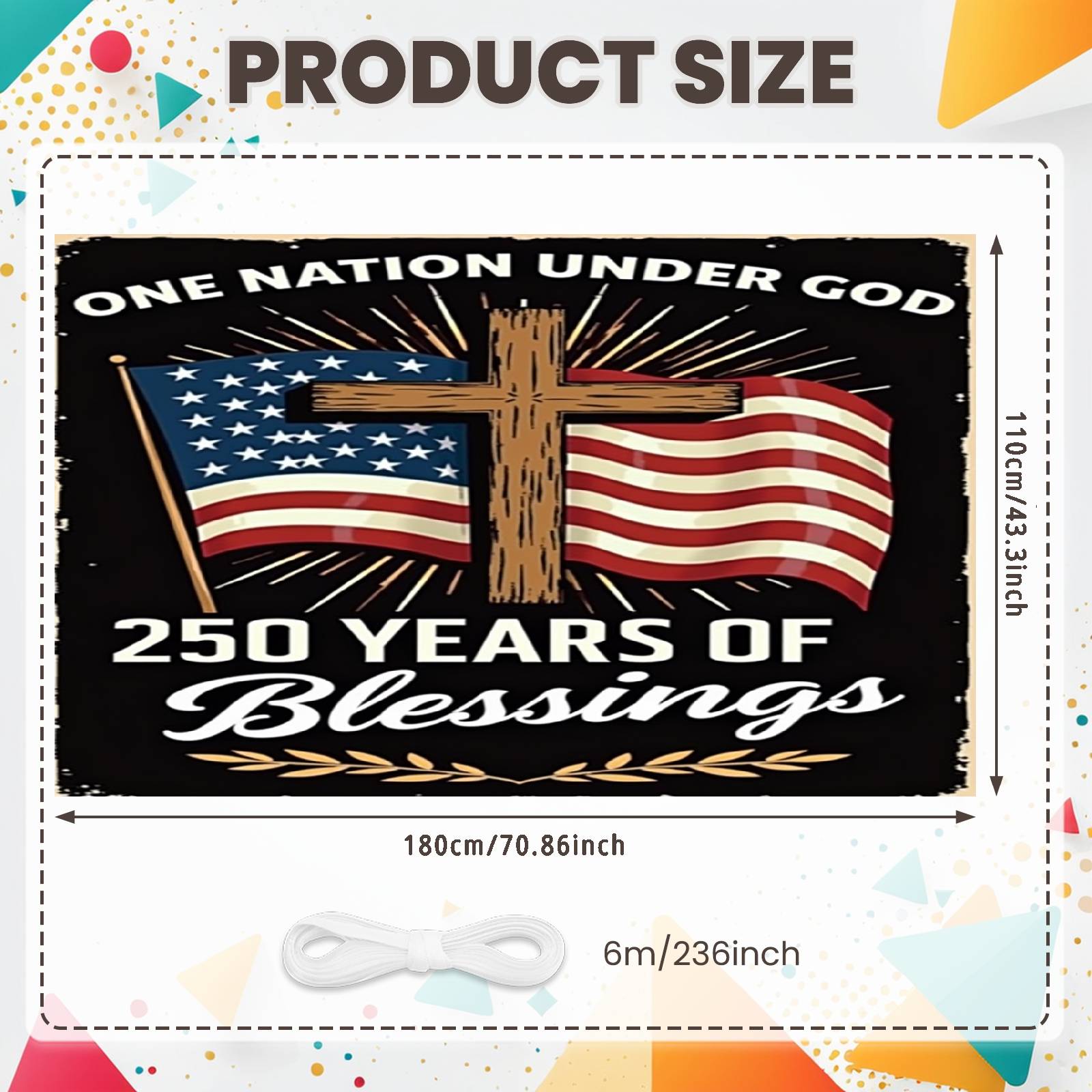 US Anniversary Background 250th Anniversary Mark God Bless America Backdrop 250th Jubilee Display Retro Distressed