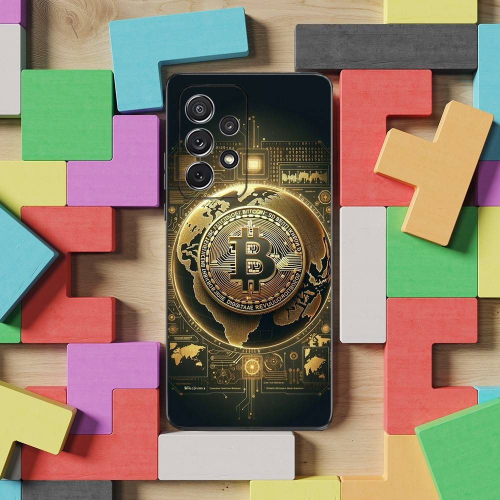 Digital Art Bitcoin Case For Samsung S22,S25,S24,S23,Ultra,FE,S20,S10,Plus,S21,S9,Lite,Soft Silicone Black