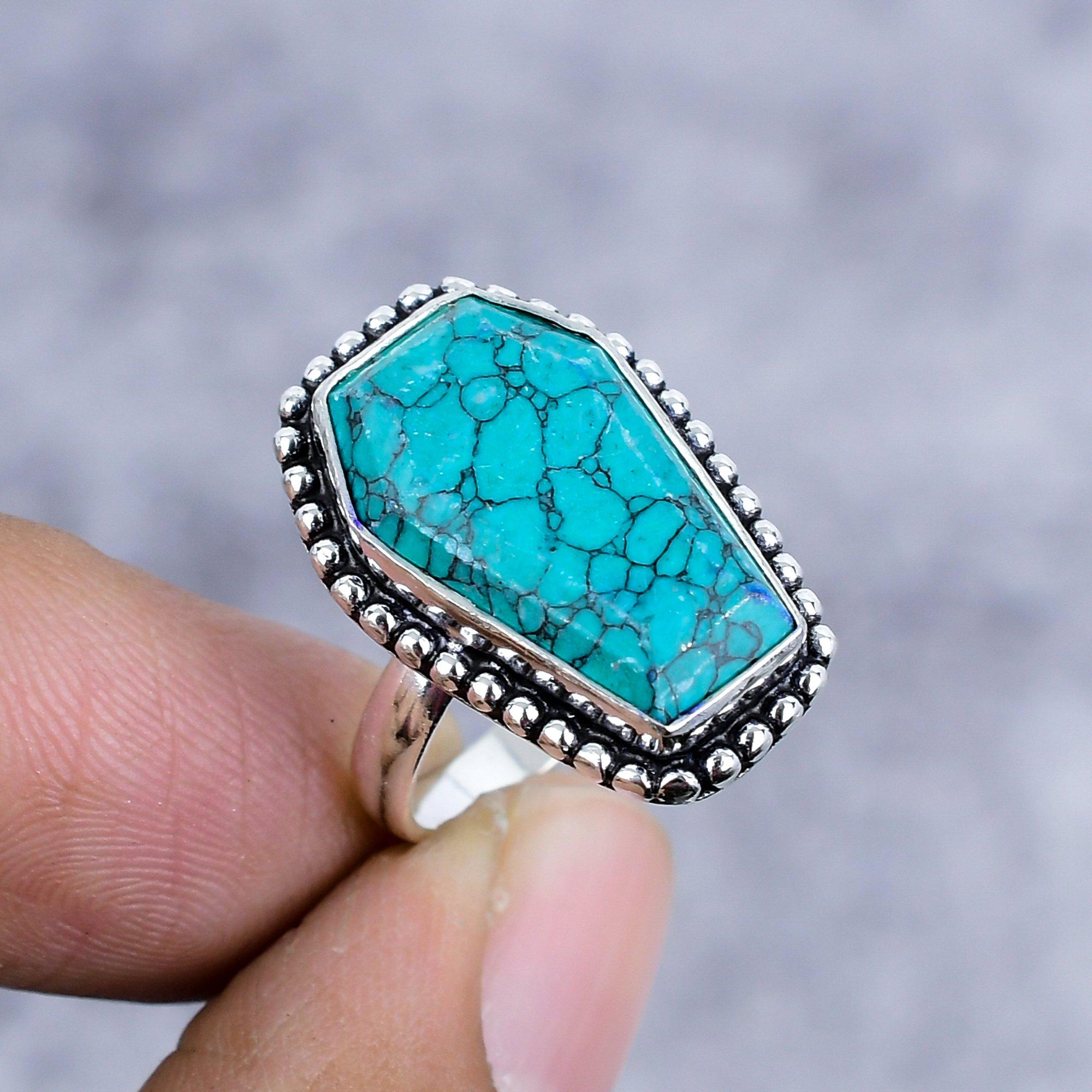

Santa Rosa Turquoise Gemstone 925 Sterling Silver Jewelry Ring Size 6.5 M-2608