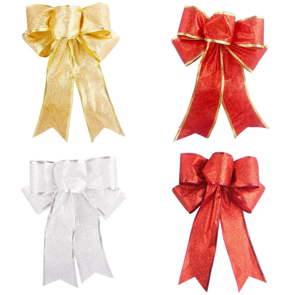 Glitter 25cm Luxurious Bow Hangings For Charming Christmas Decor Tree