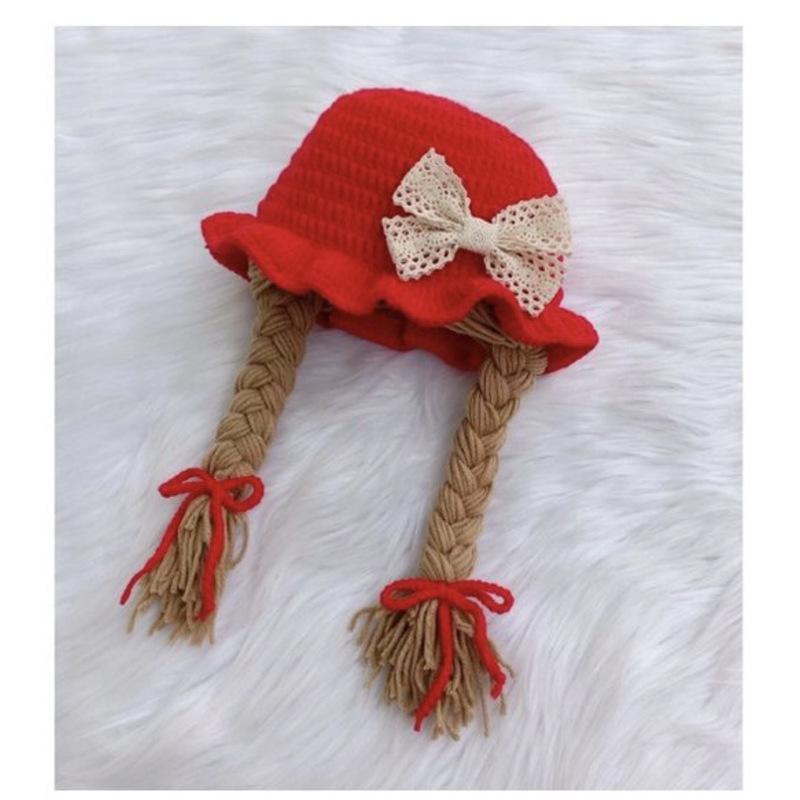 New hand knitted funny woolen hat long horn lace clown pullover hat