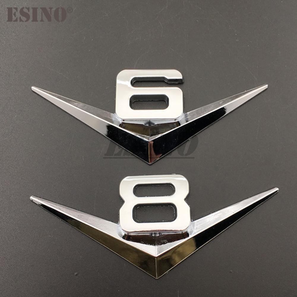 3D V6 V8 Pattern Car Metal Alloy Trunk Fender Adhensive Badge Body Tailgate Displaceme Emblem For Volkswagen Touareg Phaeton