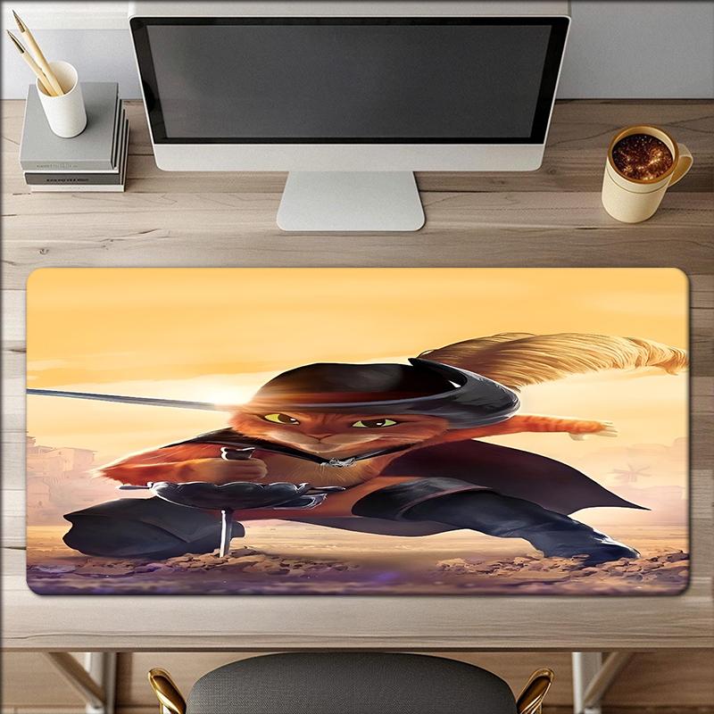 Puss In Boots Theme Mouse Pad, Non Slip Rubber Base, Multifunctional Office & Home Decor, Perfect for Workspace Personalization.
