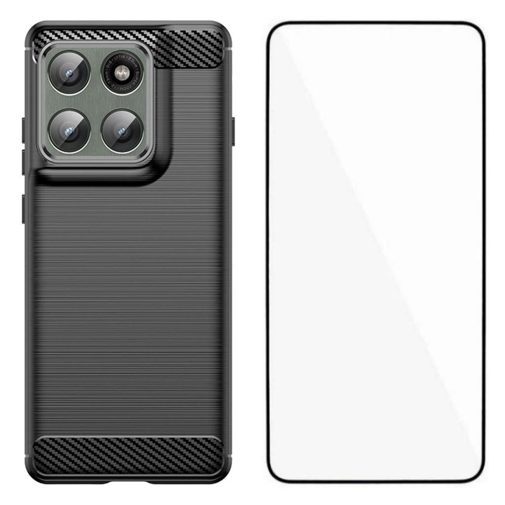 For Motorola Edge 60 Pro 5G Case with Screen Film WANLONFENG LS Series Big Lens Hole Brushed Texture TPU Phone Cover