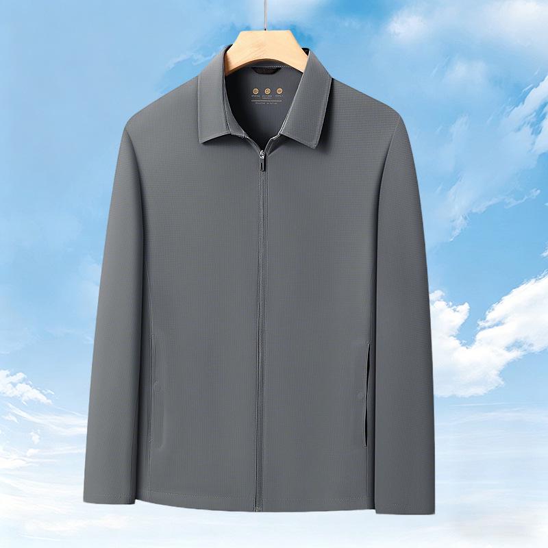 

Men s Lightweight Sun Protection Jacket - 2026 Spring/Summer Business Casual Lapel Top, Solid Color 2XL (77.5-85kg) зелений/сірий колір