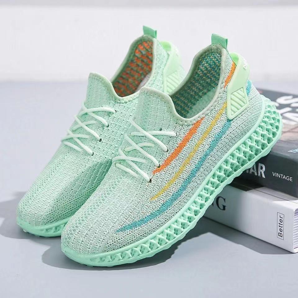 

Летние сетчатые кроссовки для бега женские дышащие Fly Knit кроссовки женская обувь мягкая подошва повседневные натяжные зеленые спортивные кроссовки женские 36 зелёный