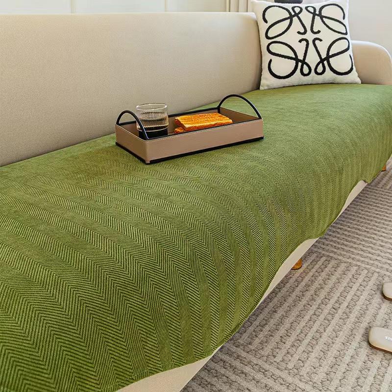 

Мягкий диван-полотенце неправильной формы, однотонные роскошные чехлы для диванов для гостиной, всесезонные универсальные противоскользящие чехлы для диванов 90x240cm 1pc зелёный