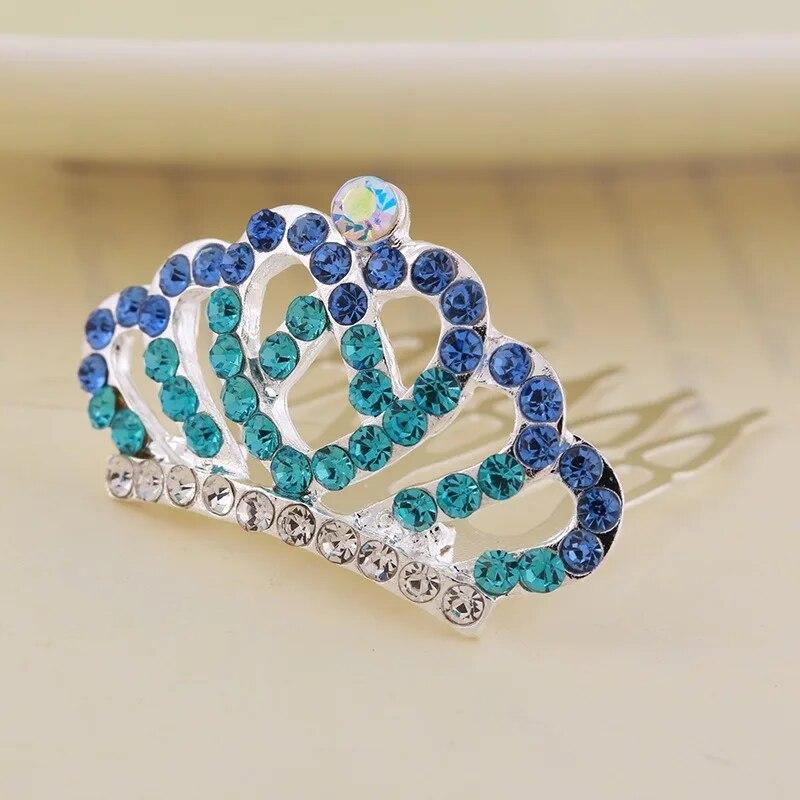 Tiaras com glitter para crianças, tiaras de cabelo com coroa 3D para meninas, bastões de cabelo de princesa para festival brilhante, acessórios para cabelo para meninas