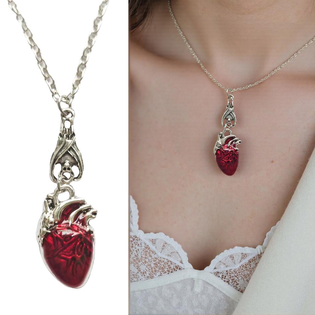 Anatomy Heart Necklace with Elegant Crystals for Trendy Women Seek Unique and Passionate Gothic Jewelry Accessories