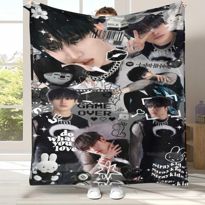 Coperta di Flanella Bang Chan Kpop Stray Kids, Coperta Morbida Calda in Peluche per Casa Camera da Letto Letto Divano Copertura Campeggio Picnic regalo