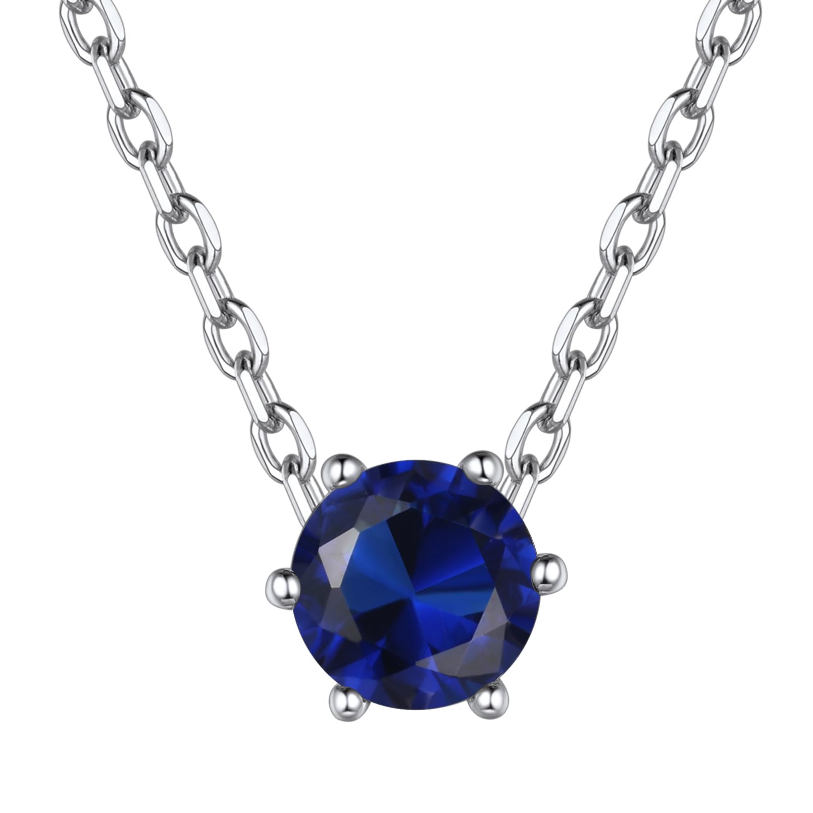 

ChicSilver Sapphire Necklace for Silver September Single 6 Platinum Accessory Women, Popular, 925, Birthstone, Stone, Prongs,