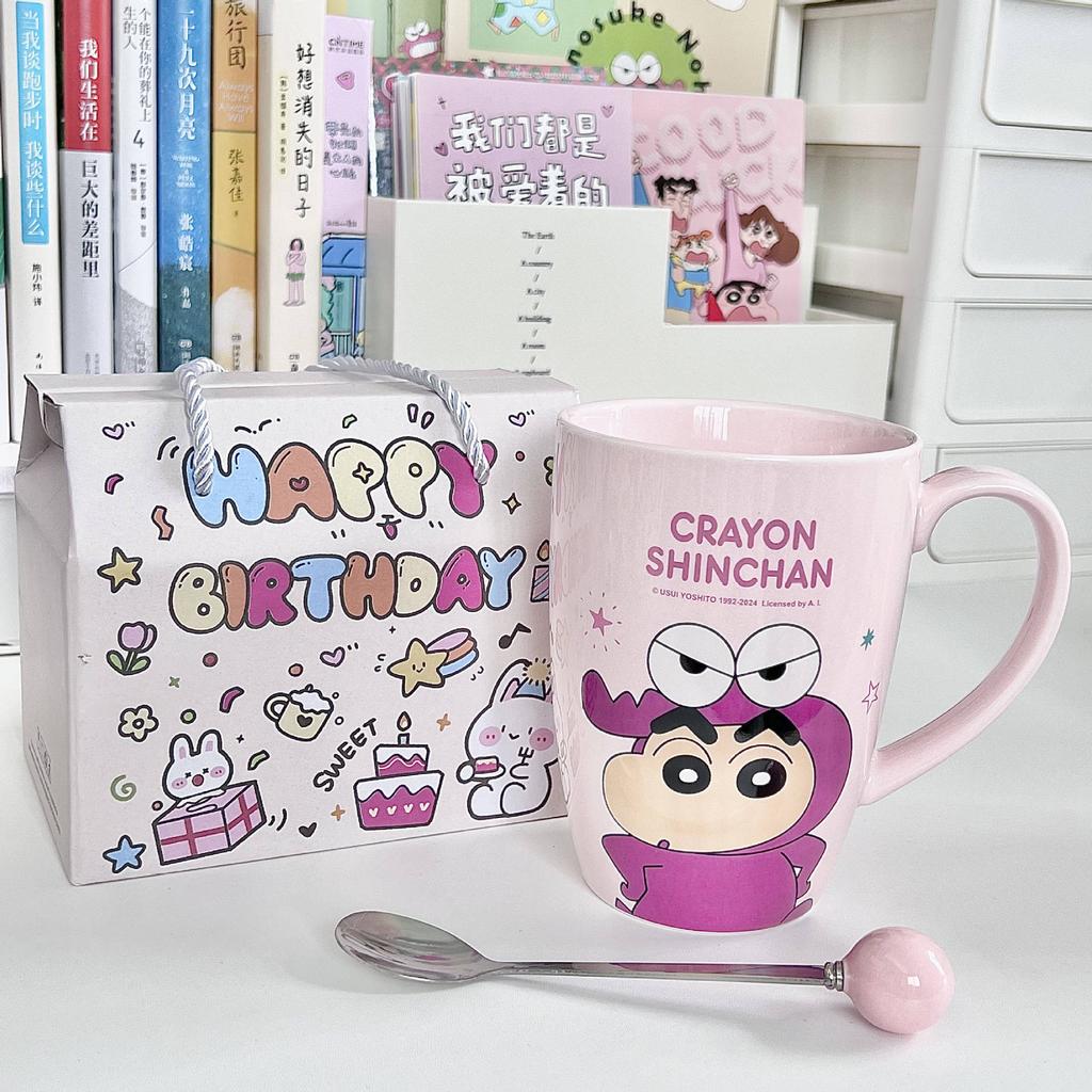 Crayon small new water cup high value cute children's ceramic mug office coffee cup girl birthday gift