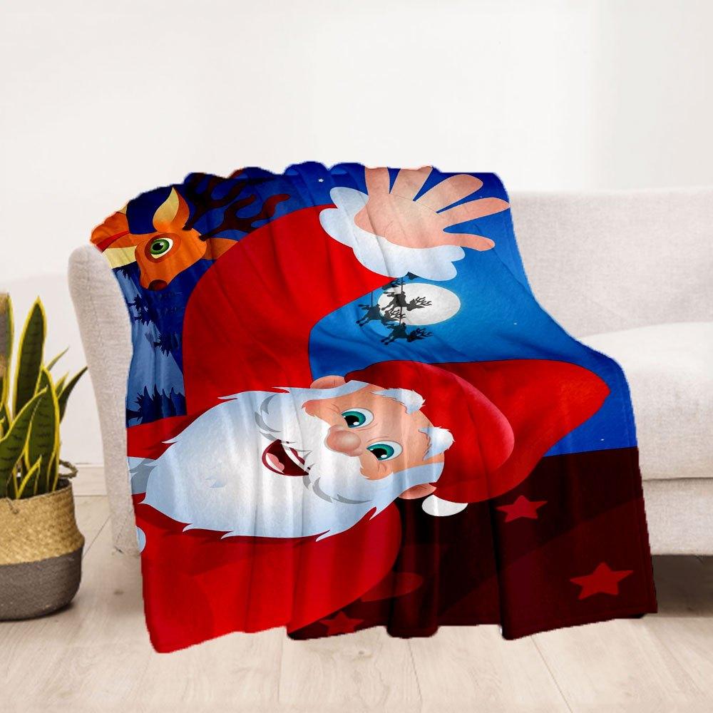 Christmas Santa Claus Phone WallpaperBlanket Flannel Throw Blanket for Sofa, Bed, Travel, Camping, Office, Couch, Chair, And Bed Gift for Ch
