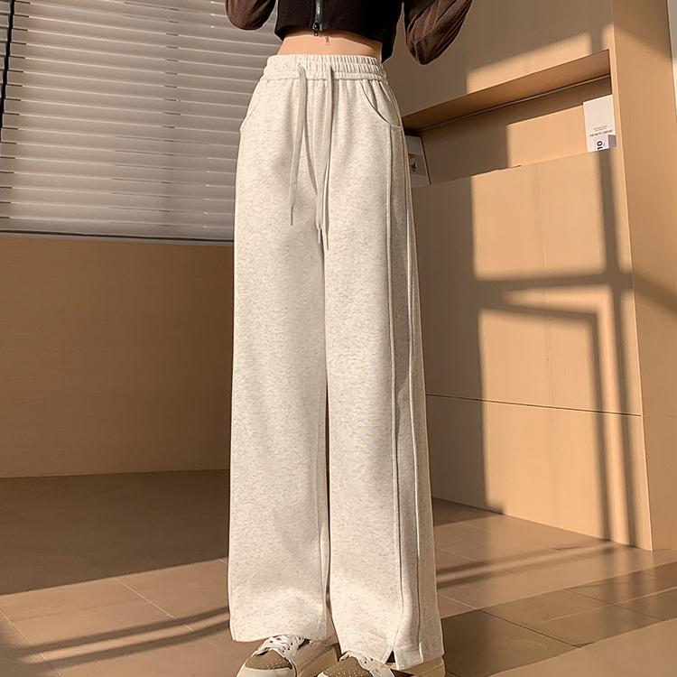 

Широкие брюки с высокой талией, женские весенне-осенние однотонные тонкие брюки, свободные спортивные штаны M серый