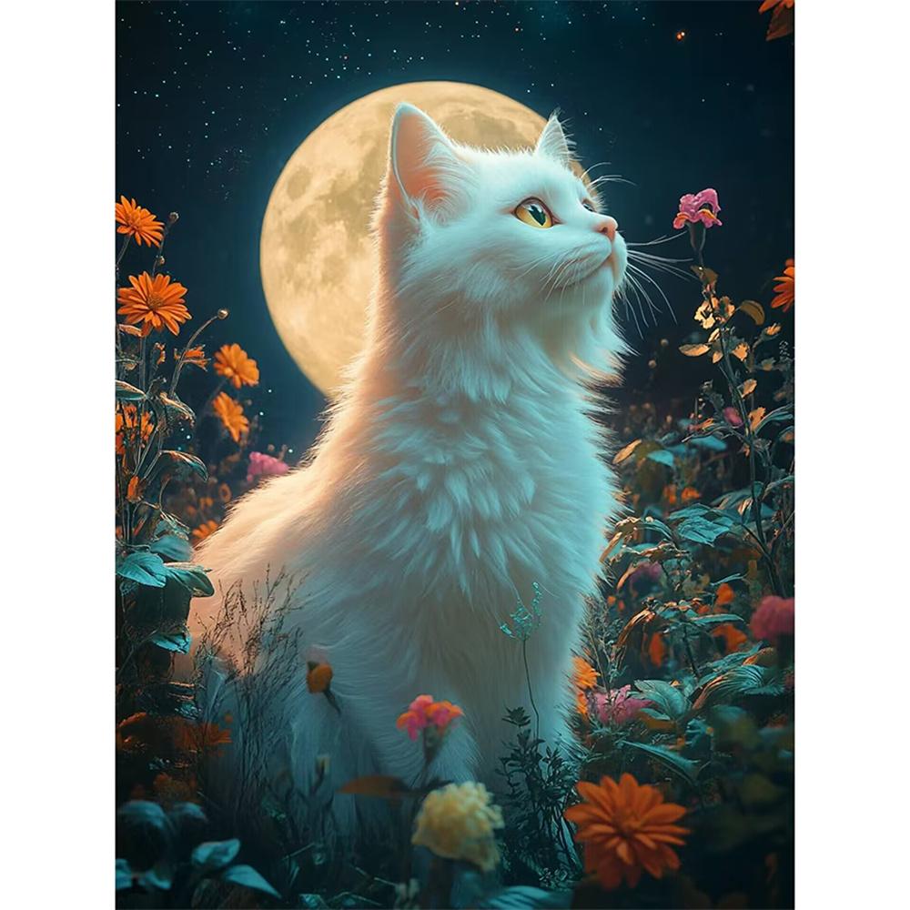 New Arrivals Diamond Embroidery Animal Kit Diy Drill Painting Cat Full Mosaic Moon Home Decor Art Handmade Gift