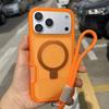 Luxury Magnetic Charging Matte Ott Anti-fall Case For iPhone Air 17 16 15 14 Plus Pro Max TPU+PC With Stand & Hand Strap Shell