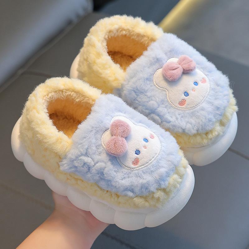 Hausschuhe aus Baumwolle mit Cartoon-Motiven für Damen und Kinder – für drinnen, warmes Hasen- und Bärenmotiv, Partnerlook für Eltern und Kinder, bequem für Herbst und Winter, auch als Unisex-Variante erhältlich