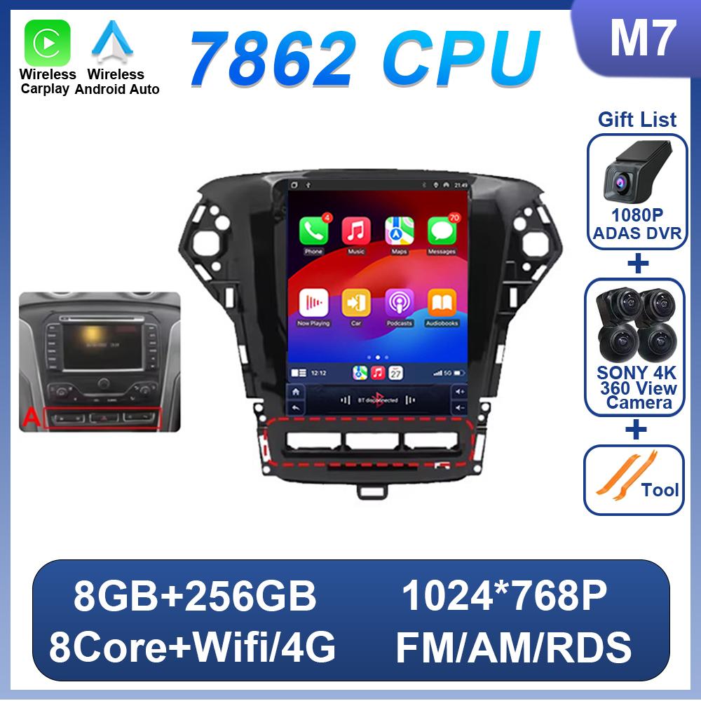 9.7 Inch Android 14 For Ford Mondeo MK4 2011-2013 For Tesla Style Car Radio Video Player No 2 Din Bluetooth 8 Core GPS Carplay