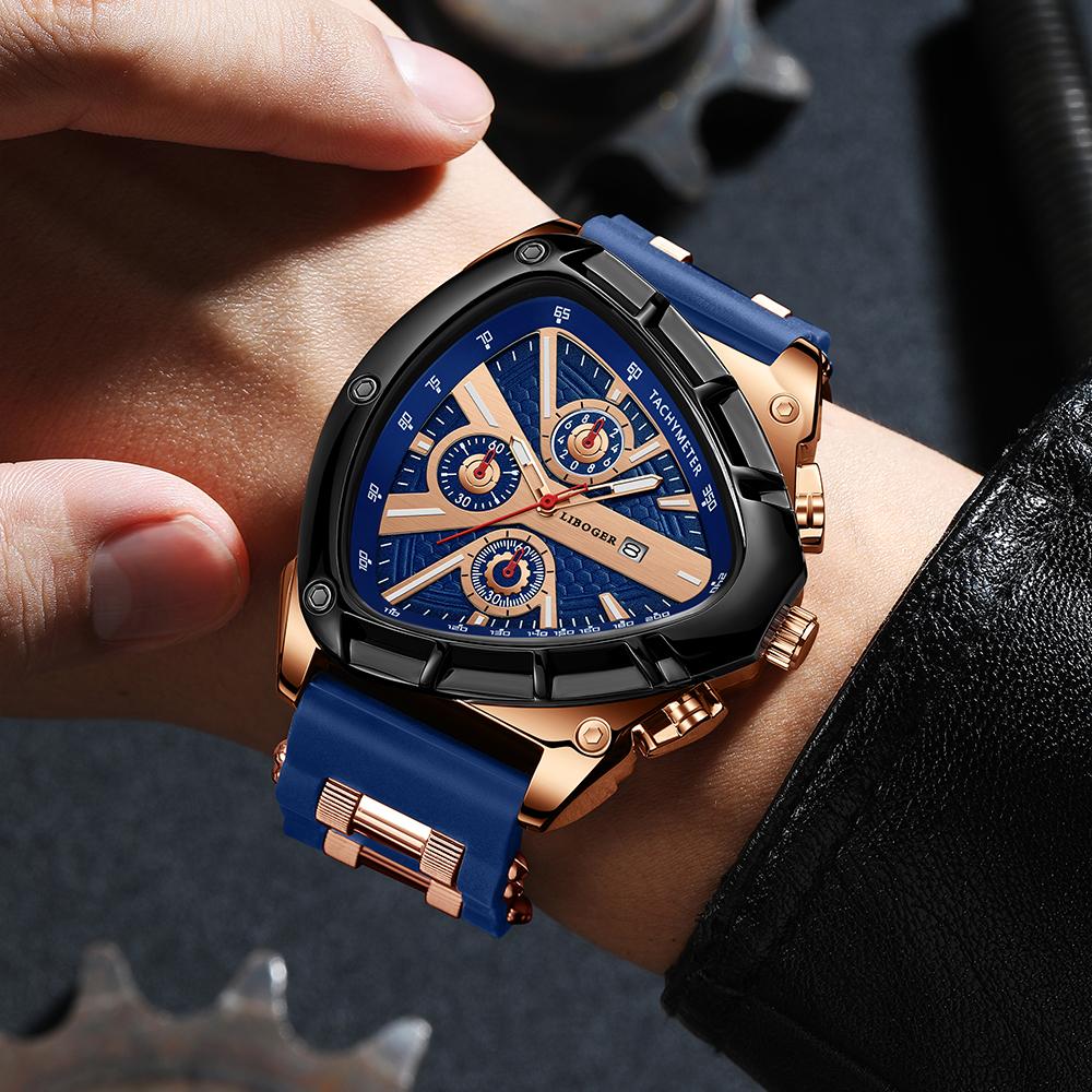 Unique Sports Men Watch High Quality Silicone Strap Auto Date Quartz Watches New Design Wristwatch Gifts For Him