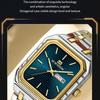 Business Casual Men's Watch Simple Luminous Square Gradually Gold Steel Belt Men's Watch