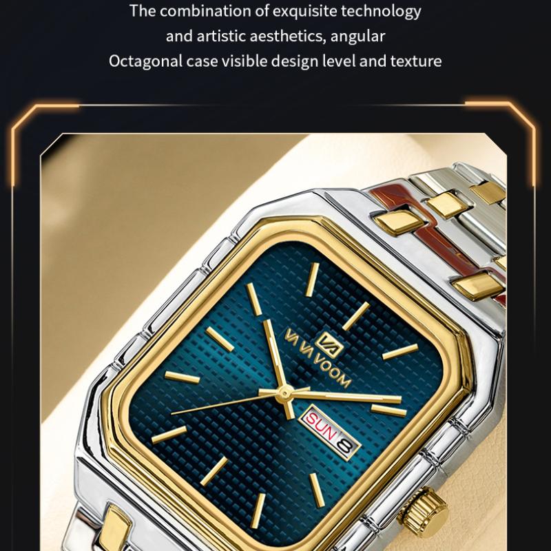 Business Casual Men's Watch Simple Luminous Square Gradually Gold Steel Belt Men's Watch