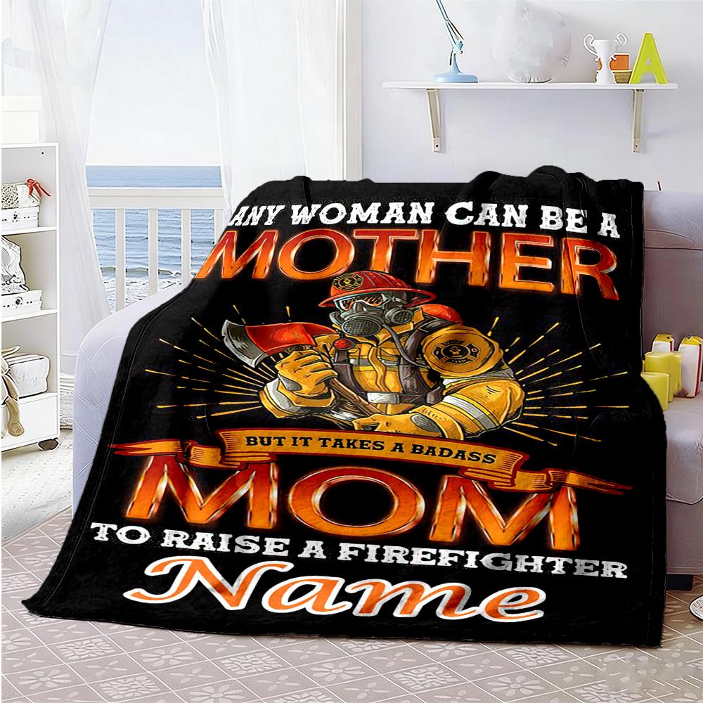 Firefighter Personalized Text Blanket Lightweight Customizable Blanket Durable Comfort Throw For Bedding Living Room Nap Home Decor