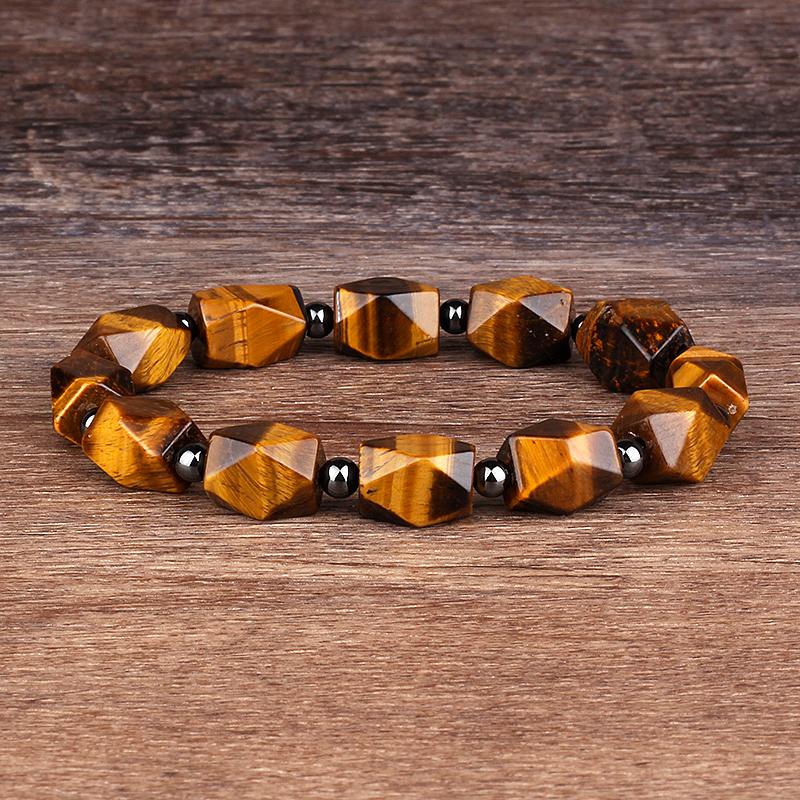 Natürlicher facettierter Tigeraugenstein Reiki-Armbänder Herren Mode Energie Hämatit-Perlen Armbänder für Frauen Seelen Schmuck Geschenk Pulsera