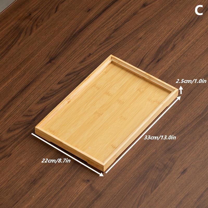 1Pcs Rectangular Serving Tray Tableware Food Tray For Kitchen Party Tea Bar Bamboo Wood Pallets Flat Plate Kitchen Utensils
