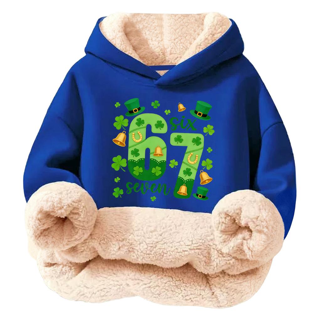 Children's Fashionable Printing Casual Fleece Hooded Loose Fit Hoodie Without Pockets