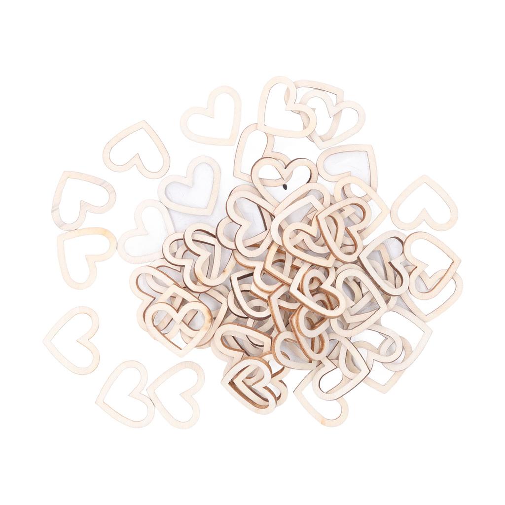 200pcs Heart Embellishments Delicate Hollow Heart Shape Wooden Ornament For Scrapbook Listing DIY Hand Made Crafts