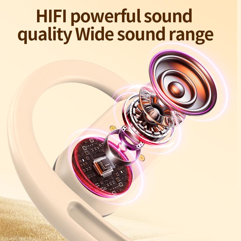 Sports Bluetooth Wireless Headphones with Mic Smart Touch IPX5 Waterproof Ear Hooks Bluetooth Earphones HiFi Stereo Music Earbuds for Running/Workout